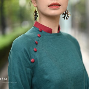 Casual ao dai, Linen modern ao dai, Linen ao dai Vietnamese dress, Modern ao dai dress, Vietnamese Ao dai dress, Custom-made ao dai LA-W08