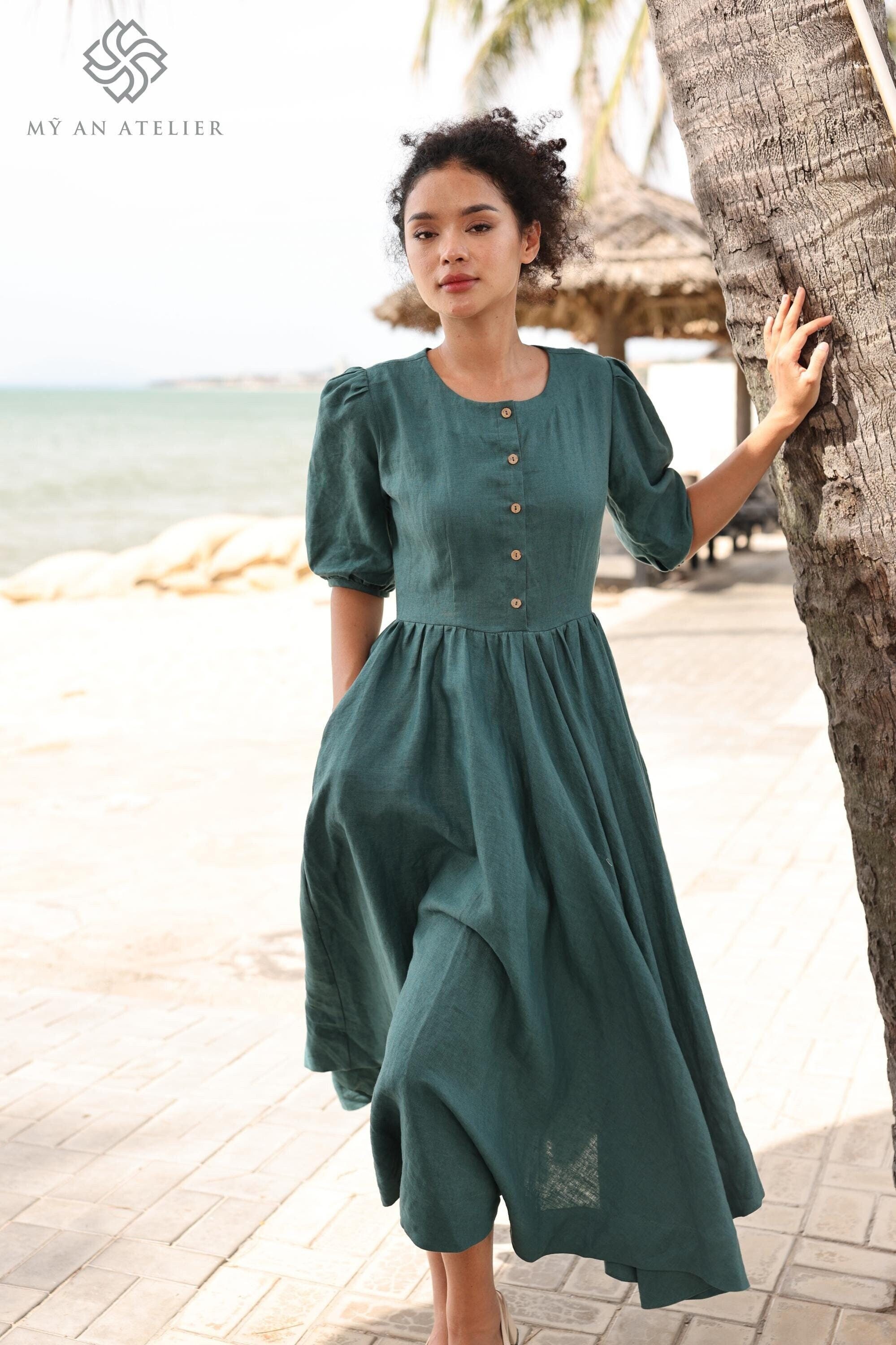chinese dress ladies Limited Edition Adria Shirt in Premium Italian Linen Chateau Cocoa / L/XL / JLL5572