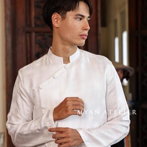 Vietnamese wedding ao dai for groom, Silk ao dai wedding for men, Long tunic for men, Traditional Vietnamese men’s outfit, Custom ao dai