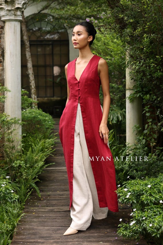 artisan linen dress Soraya Artisan Linen Dress Lagoon