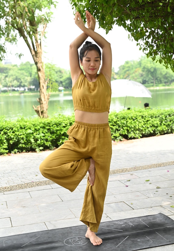 パンツ P.A.R.O.S.H. Linen blend pants Yellow V408---women High Count Linen Pants, Linen Trousers. Elegant
