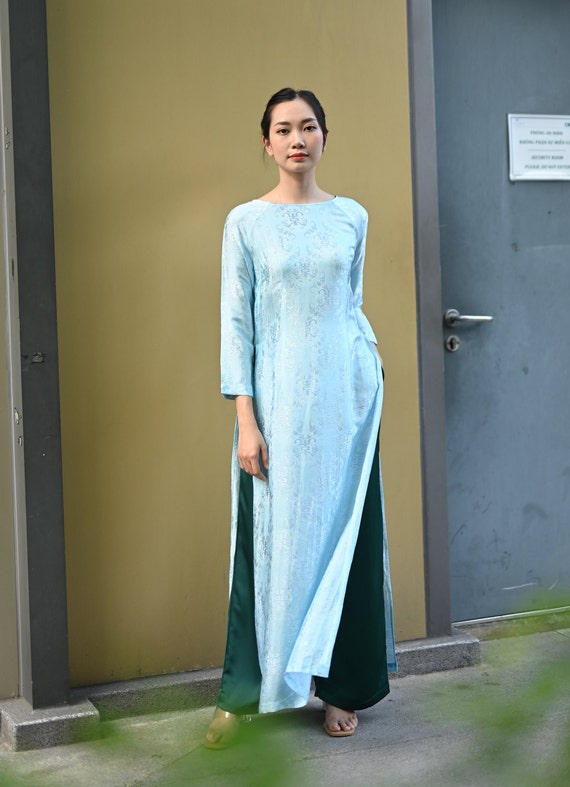 Blue Vietnamese Dress, AO Dai Women with Pants, Traditional Dress of Vietnamese, Vietnam Modern Women Dress, Vietnamese Formal Dress AS07