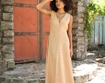 Pastel Dresses Sleeveless Maxi Dress Amazon Sleeveless Linen Maxi Dress CANNES Button Down Summer Dress Custom Made Pastel Dresses Sleeveless Maxi Dress Amazon Sleeveless Linen Maxi Dress CANNES Button Down Summer Dress Custom Made