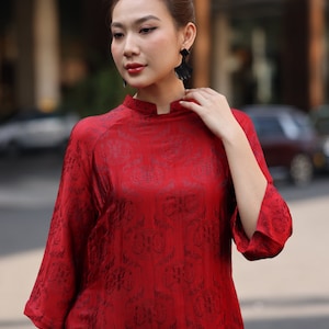 Vietnamese engagement dress, Vietnamese bridal dress, Silk ao dai for women, Ao dai women with pants, Plus size ao dai, Custom ao dai AS47