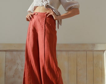 Wide leg linen pants EDEN, Linen palazzo pants, Linen pants women, High waisted pants, Women linen trousers, Plus size pants, Pants petite