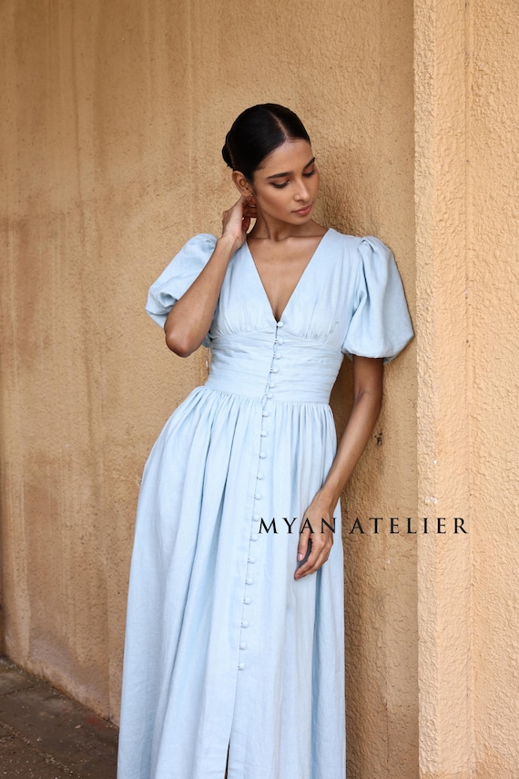 puff sleeve maxi dress wedding guest Puff Sleeve Maxi Dress Women Formal Wedding Guest Sunday Laine