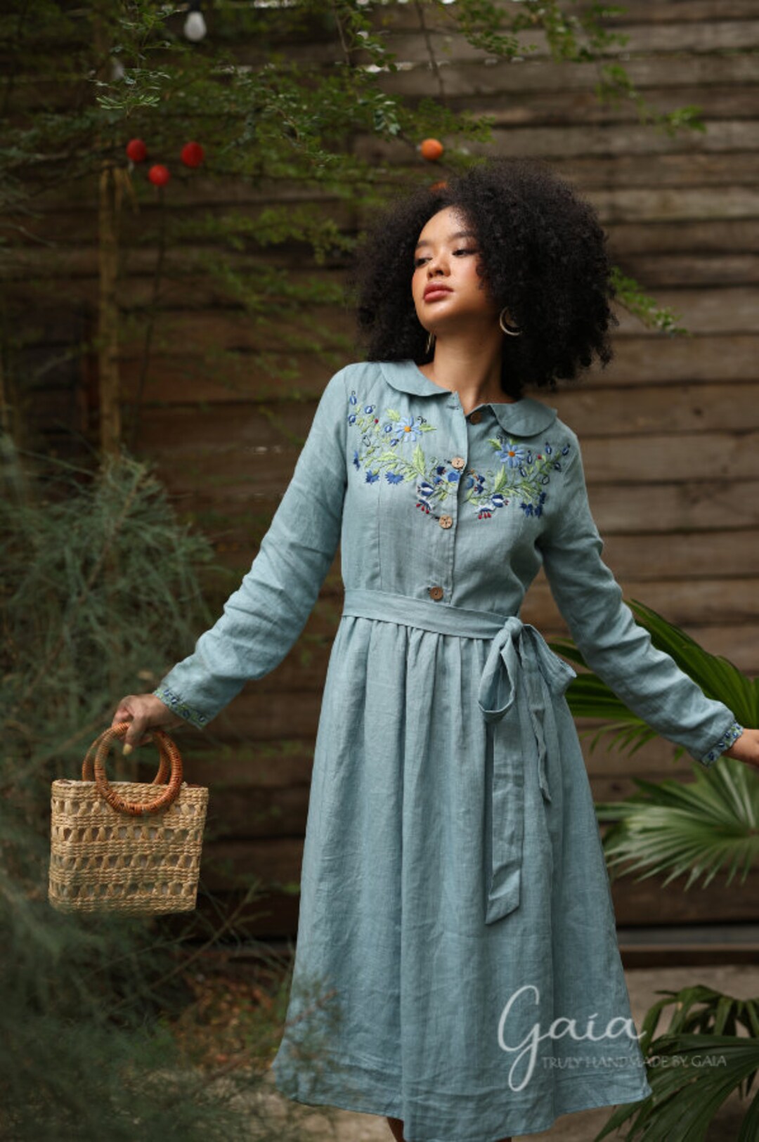 Floral Embroidered Dress BREE, Embroidered Linen Dress Floral Embroidered Dress BREE, Embroidered Linen Dress