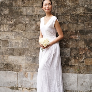 Minimalist Linen Wedding Dress EVELYN, Civil Wedding Linen Dress, Modest Wedding Dress Modern, Linen Wedding Dress Maxi image 4