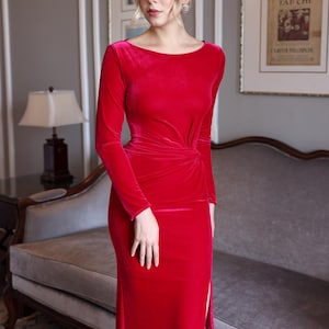 Boat neckline velvet dress MARA, Velvet bridesmaid dress, Velvet dress evening, Reception dresses, Velvet dress for women, Custom dress