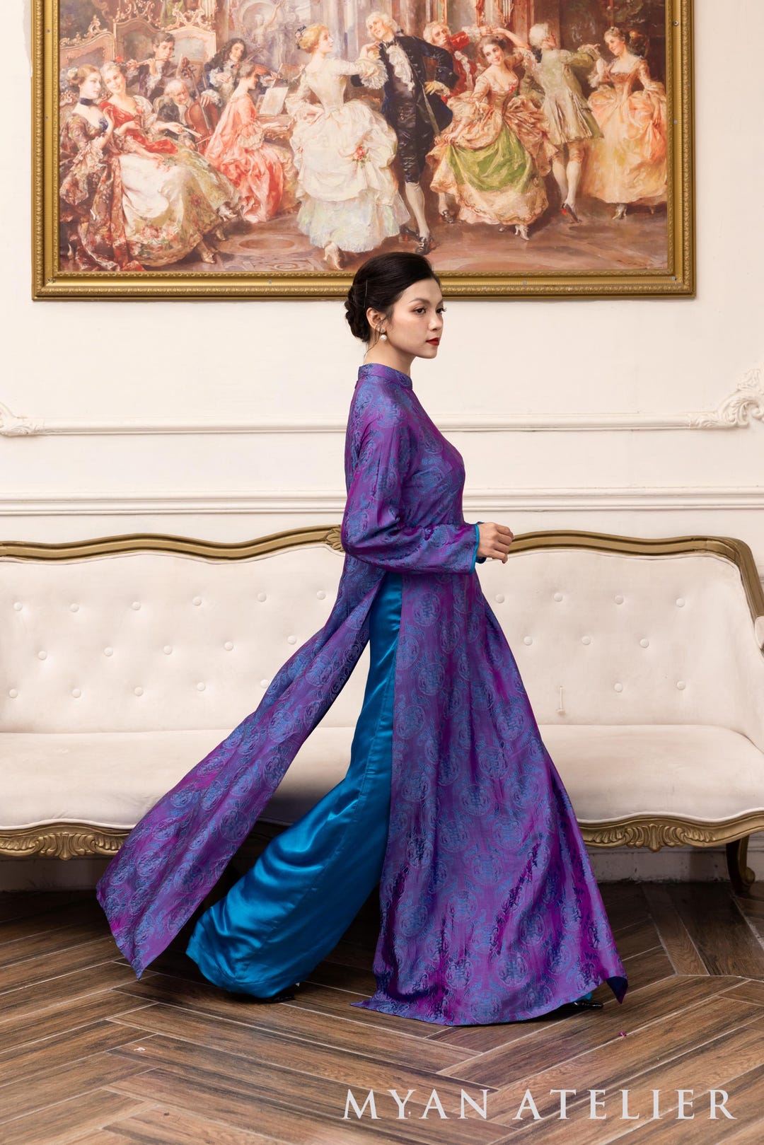 vietnam dress Buy Traditional Silk Vietnamese Tunic Dress, Long Sleeves Silk Ao Dai, Custom Size AS34 Online in India