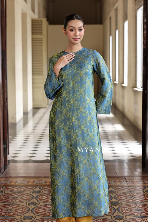 custom made silk dresses Hand-made Silk Vietnamese Tunic Dress, Modern Silk Ao Dai, Custom Size