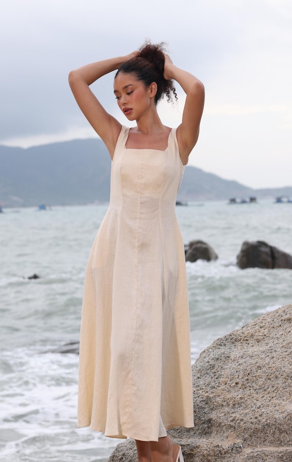 womens mini linen dress Genessa Linen Mini Dress main image 1