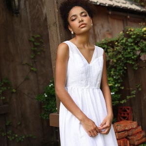 Linen sleeveless wedding dress BIEL, Open back bridal dress, Beach wedding dress, Minimalist wedding dress, Boho bridal dress, Bespoke dress