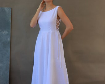 Linen wedding dress casual summer LIA, Simple wedding dress, Summer wedding dress, Sleeveless linen wedding dress, Minimalist wedding dress