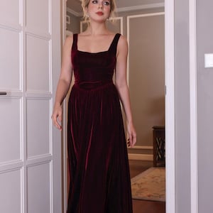 Velvet square neck evening dress ARIANA, Elegant formal dress, Velvet dress evening, Wine velvet dress, Velvet dress for women, Custom dress