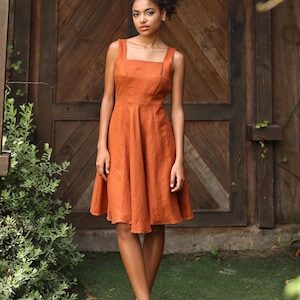 Linen sundress SYMI, Sleeveless linen dress, Square neck dress, Summer linen dress, Linen short dress, Linen dress women, Custom dress