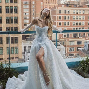 Custom Corset Lace Wedding Dress, Sweetheart Neckline Bridal Gown, Custom Fit
