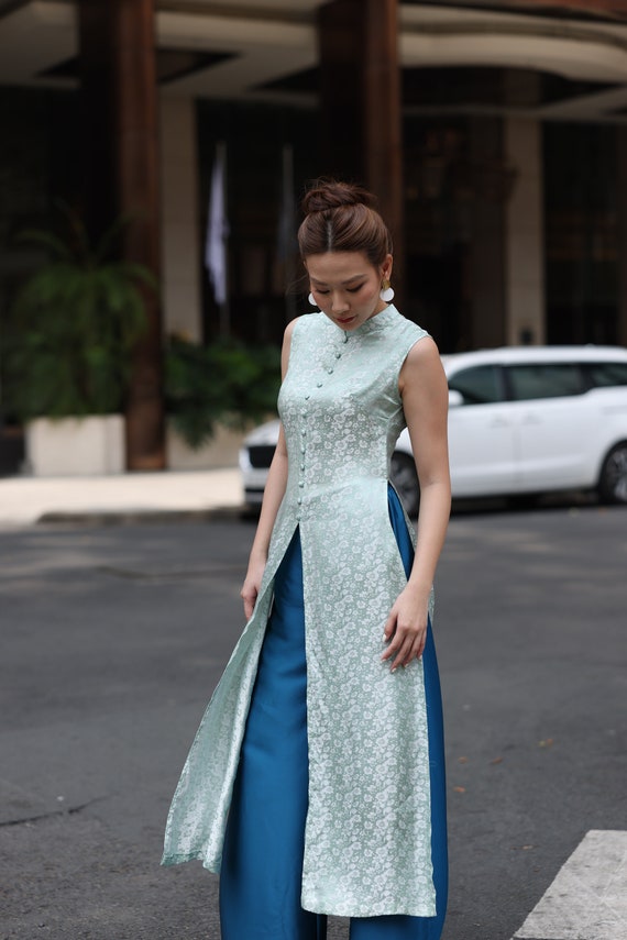 knee length dresses for ladies Traditional Dress | Vietnamese Long Dress main image 1