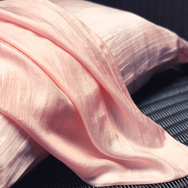 PURE Mulberry Silk Pillowcase| Hand woven| Hand-dyeing|Envelope Style| Quality Guaranteed |Soft Smooth Breathable |Light Weight| Salmon Pink