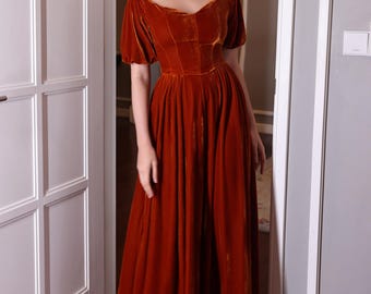 laura ashley red velvet dress Laura Ashley Vnt NWT Dress 14 Red Maxi Made in UK Velvet Taffeta RARE