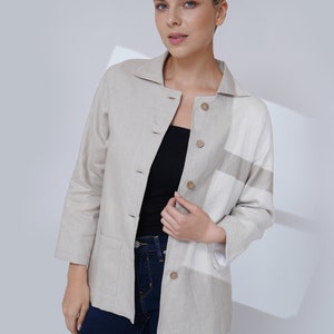 Linen Jacket Women with Buttons EMI, Linen Jacket Petite, Minimalist Linen Blazer, Linen Lightweight Coat, Fall Spring Linen Jacket