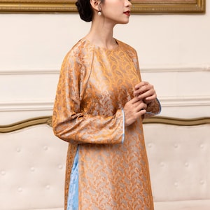Loose silk ao dai for women, Ao dai women with pants, Traditional Vietnamese dress, Vietnamese wedding guest dress, Plus size ao dai AS84