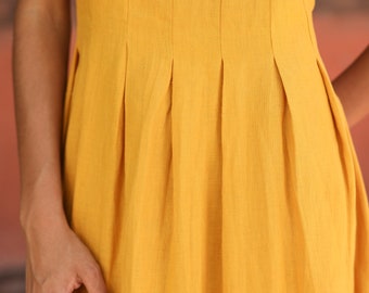 Pleated linen dress MABEL, Sleeveless linen dress, Summer dresses, Linen midi dress, A-line linen dress, Linen dress for women, Custom dress