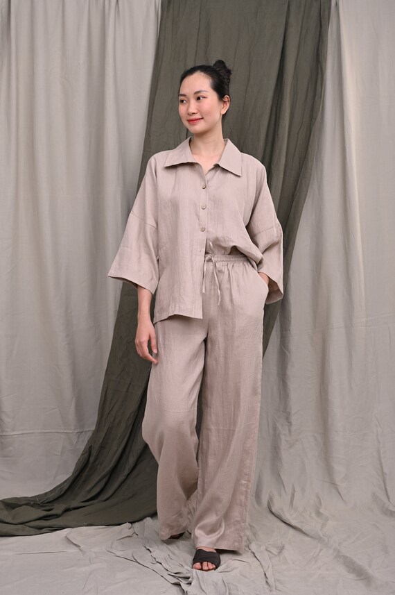 Plus size linen pajamas sale