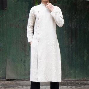 Linen Begie Ao Dai Men Vietnamese Men Traditional Dress in - Etsy