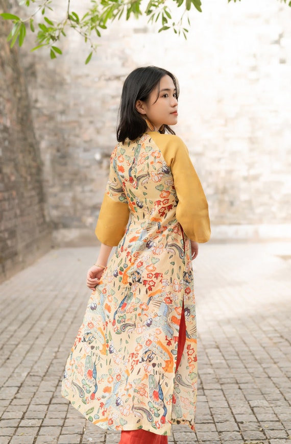 Linen Ao Dai Women Modern Ao Dai Vietnamese Traditional Dress