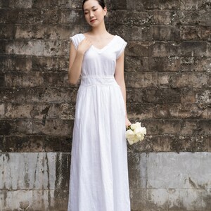 Minimalist Linen Wedding Dress EVELYN, Civil Wedding Linen Dress, Modest Wedding Dress Modern, Linen Wedding Dress Maxi image 2