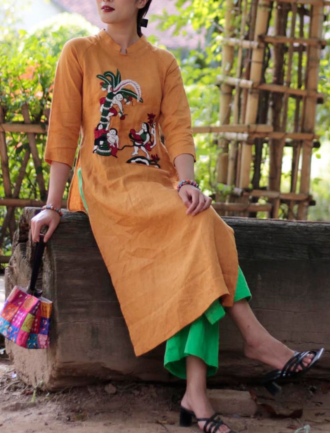 Linen Ao Dai Vietnamese Traditional Dress for Women Modern Etsy