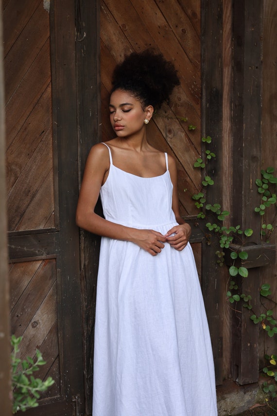 Linen spaghetti strap dress OIA Linen Spaghetti Strap Dress OIA, Summer Wedding Guest Linen Dress, Elegant  Summer Dress, Party Dress, Custom Dress, Linen Dress for Women - Etsy