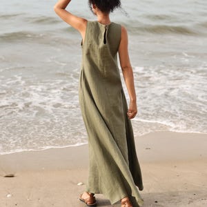 Linen sleeveless maxi dress MELODY, Bohemian summer dress, Linen beach dress, Linen dress women, Custom dress, Linen clothing for women