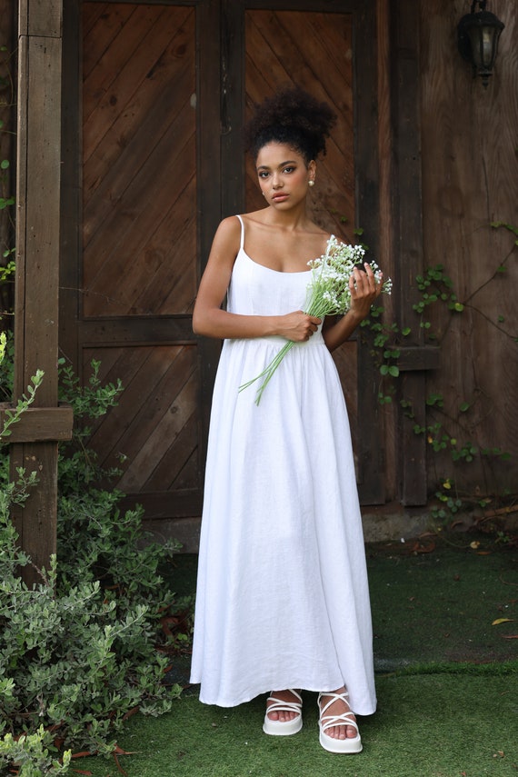 Sleeveless Linen Wedding Dress OIA Linen Modern Wedding Dress Simple Wedding Dress Minimalist Wedding Dress Summer Beach Wedding Dress Etsy