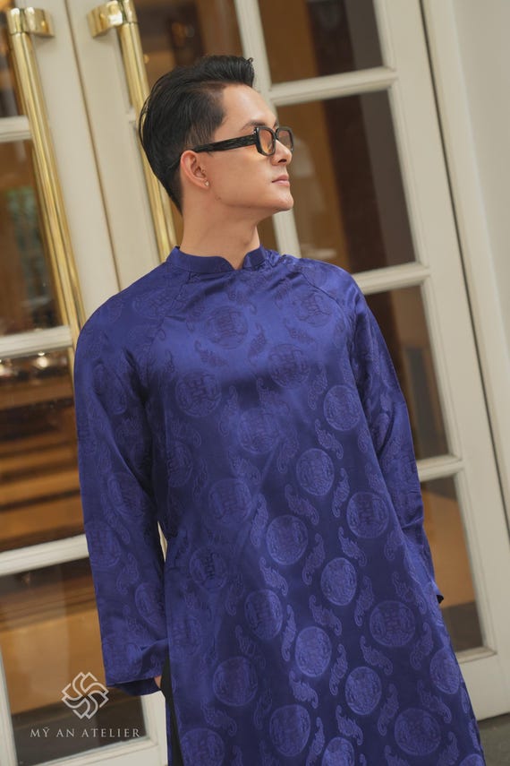 Mulberry silk Vietnamese dress for men, Ao dai men modern, Long tunic for men, Ao dai for men, Male Vietnamese clothing, Custom size SADM-1A Mulberry silk Vietnamese dress for men, Ao dai men modern, Long tunic for men, Ao dai for men, Male Vietnamese clothing, Custom size SADM-1A