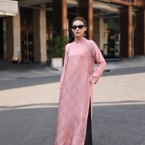 Modern silk ao dai for women, Traditional dress of Vietnamese, Ao dai women with pants, Plus size Vietnamese dress, Custom ao dai AS02