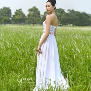 Embroidered crop top wedding dress EVA, Linen wedding dress, Two piece wedding dress, Boho casual wedding dress, Rustic wedding attire