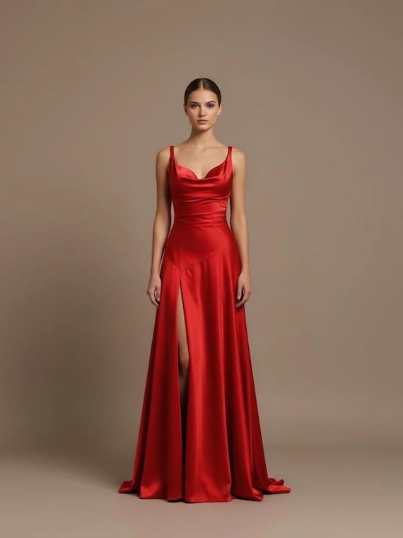 backless cowl dress Cowl neckline maxi Silk Satin Dress VIONNA, Backless evening gown, Custom fit