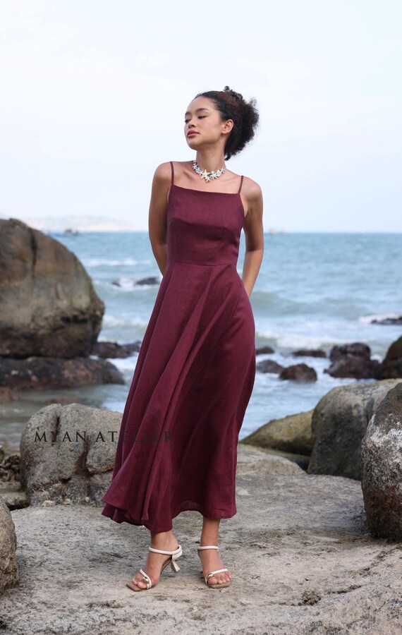 Sleeveless Linen Sundress SLOAN, Spaghetti Strap Dress, Beach Wedding Guest  Dress, Linen Dress Women, Custom Dress, Linen Clothing Women - Etsy Israel