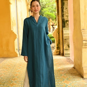 Long linen tunic CATHLEEN, Linen top long sleeves, Linen tunic shirt, Womens tunic tops, Linen kaftan dress, Tunic dress, Lagenlook flax top