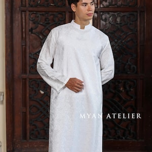 Modern Vietnamese ao dai, Silk ao dai wedding for men, Groom ao dai, Mens tunic, Vietnamese cultural outfit for men, Custom ao dai for men