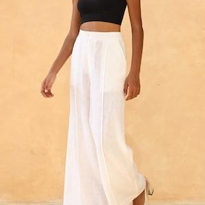 Wide-leg pants UMA, High waist full-length pants, Linen flare pants, Loose trousers, High waisted pants, Linen trousers women, Custom pants