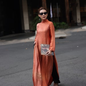 Ao dai plus size, Silk traditional dress of Vietnamese, Ao dai silk, Ao dai women, Vietnamese dress with pants, Vietnamese long dress AS33