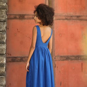 Sleeveless linen dress IVA, Boat neck dress, Open back dress, Linen bridesmaid dress, Wedding guest dress, Linen dress women, Custom dress