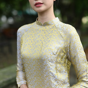 Ao dai casual, Silk ao dai for women, Traditional dress Vietnamese, Ao dai women with pants, Plus size Vietnamese dress, Custom ao dai AS09