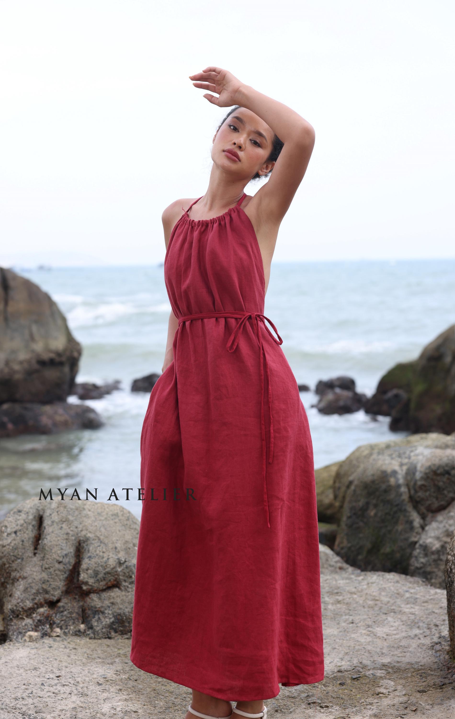 chinese dress ladies String Linen Dress  Julie Miles Jewelry & Resort Wear