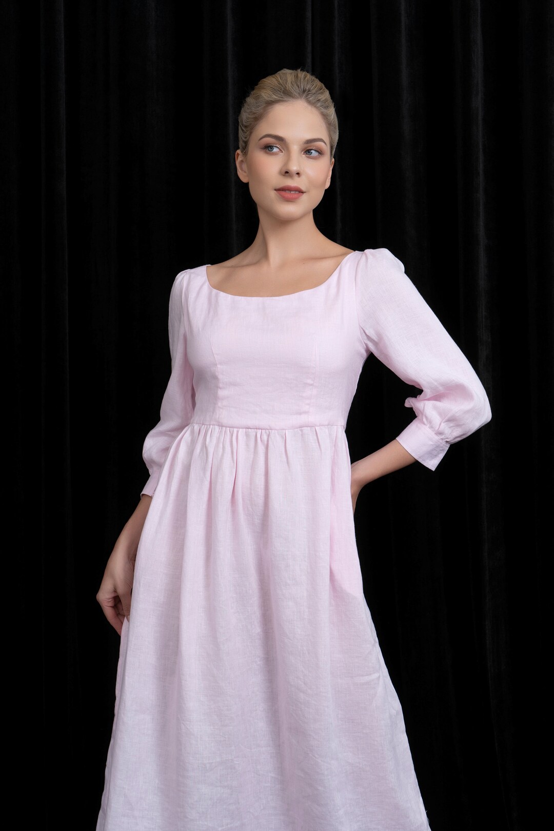 Pink Casual Wedding Dress BLUSH, Linen Wedding Dress, Simple Wedding ...