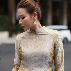 Vietnamese tunic dress, Silk ao dai for women, Traditional dress Vietnamese, Ao dai women with pants, Ao dai plus size, Casual ao dai AS10