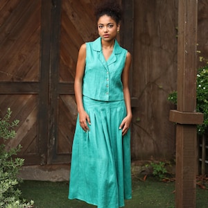 Linen vest and skirt set ZURICH, Linen 2 piece set, Linen matching set, Top and skirt set, Linen summer set, Vest and skirt outfit